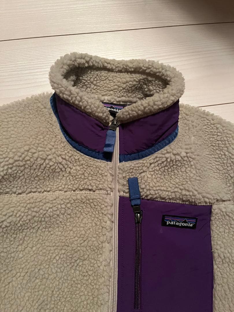 patagonia フリースベスト S ベージュ/パープル