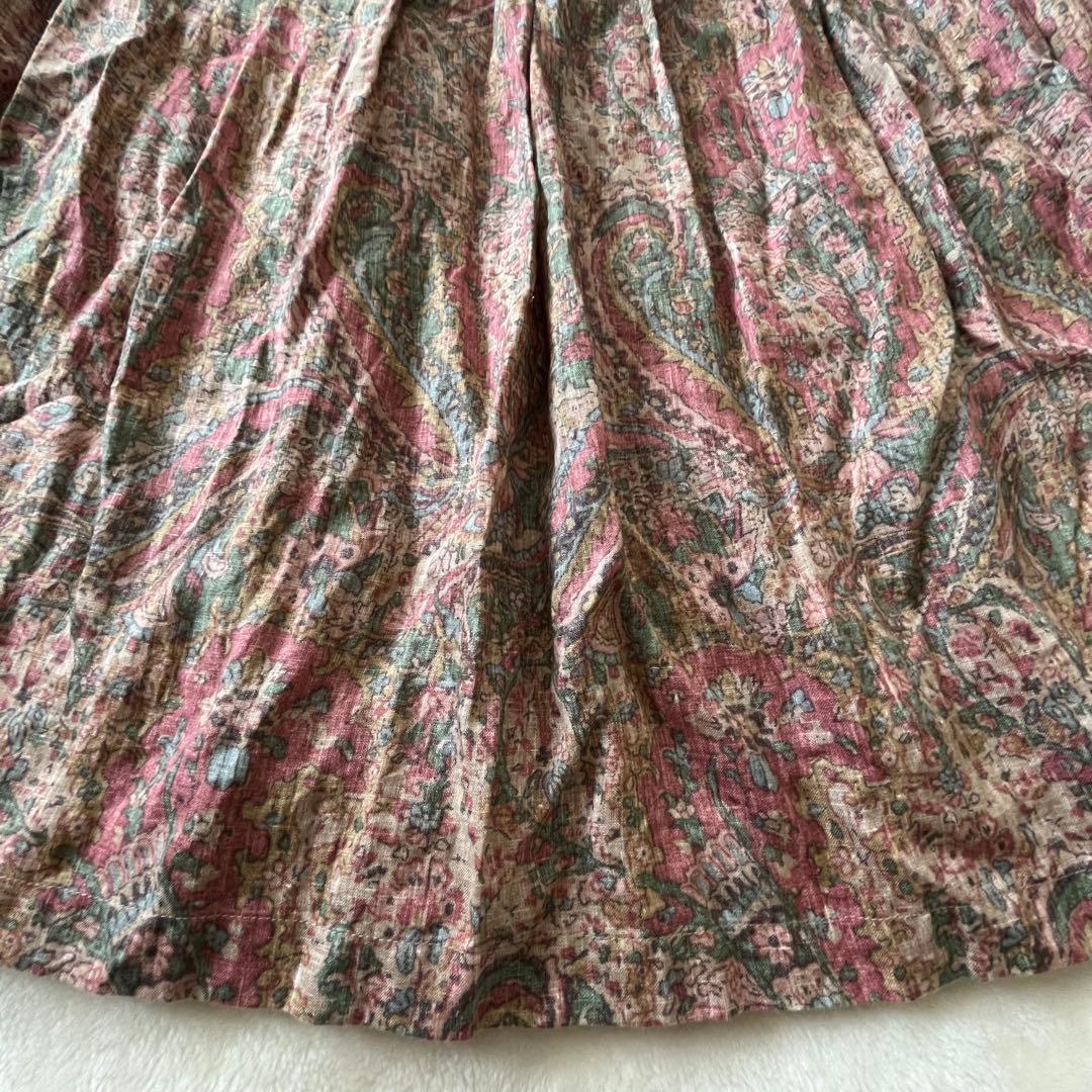 【希少/美品】パラスパレス V'm リネン100% ペイズリー柄スカート ヴーム