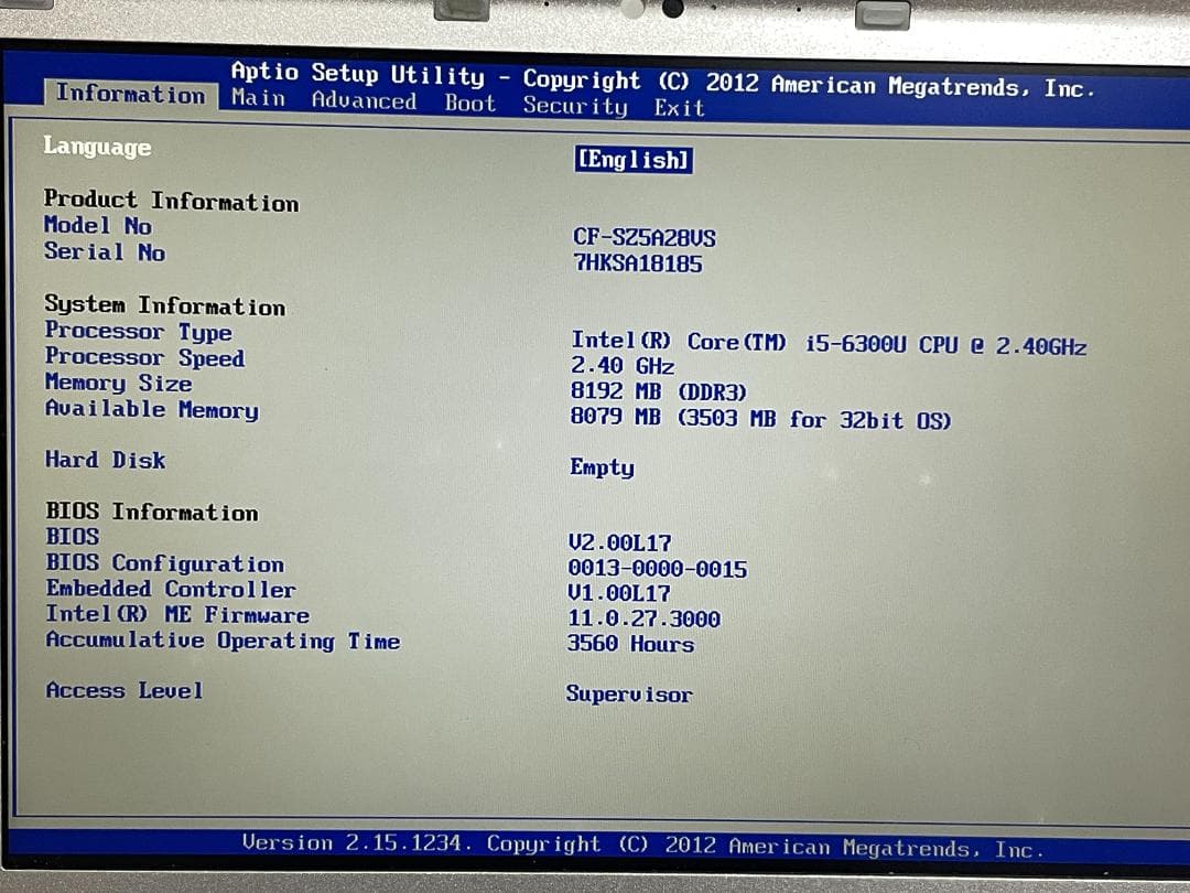 Y*o様 6199J★Panasonic★CF-SZ5★第６世代　Core i5