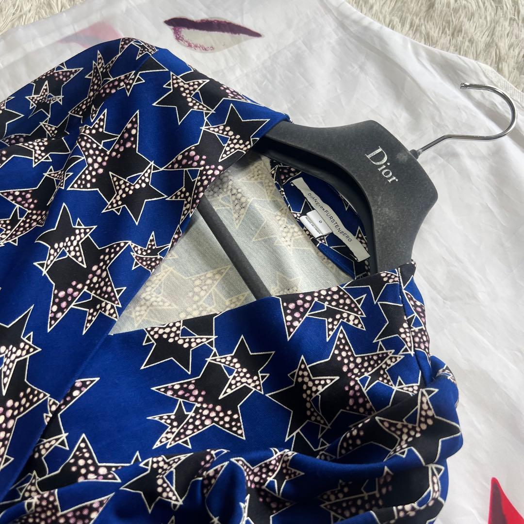 【美品】DIANEvonFURSTENBERG ラップワンピース ブルー 0 S