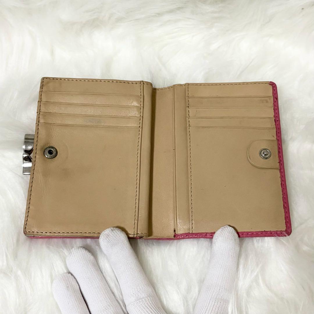 【美品】ヴィヴィアン レザー 二つ折り財布 オーブ ロゴ コンパクト がま口
