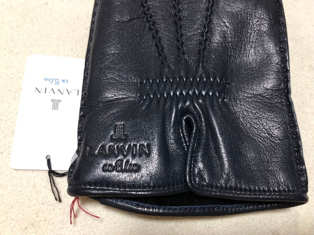579新品LANVIN en BLue メンズ羊革レザー手袋