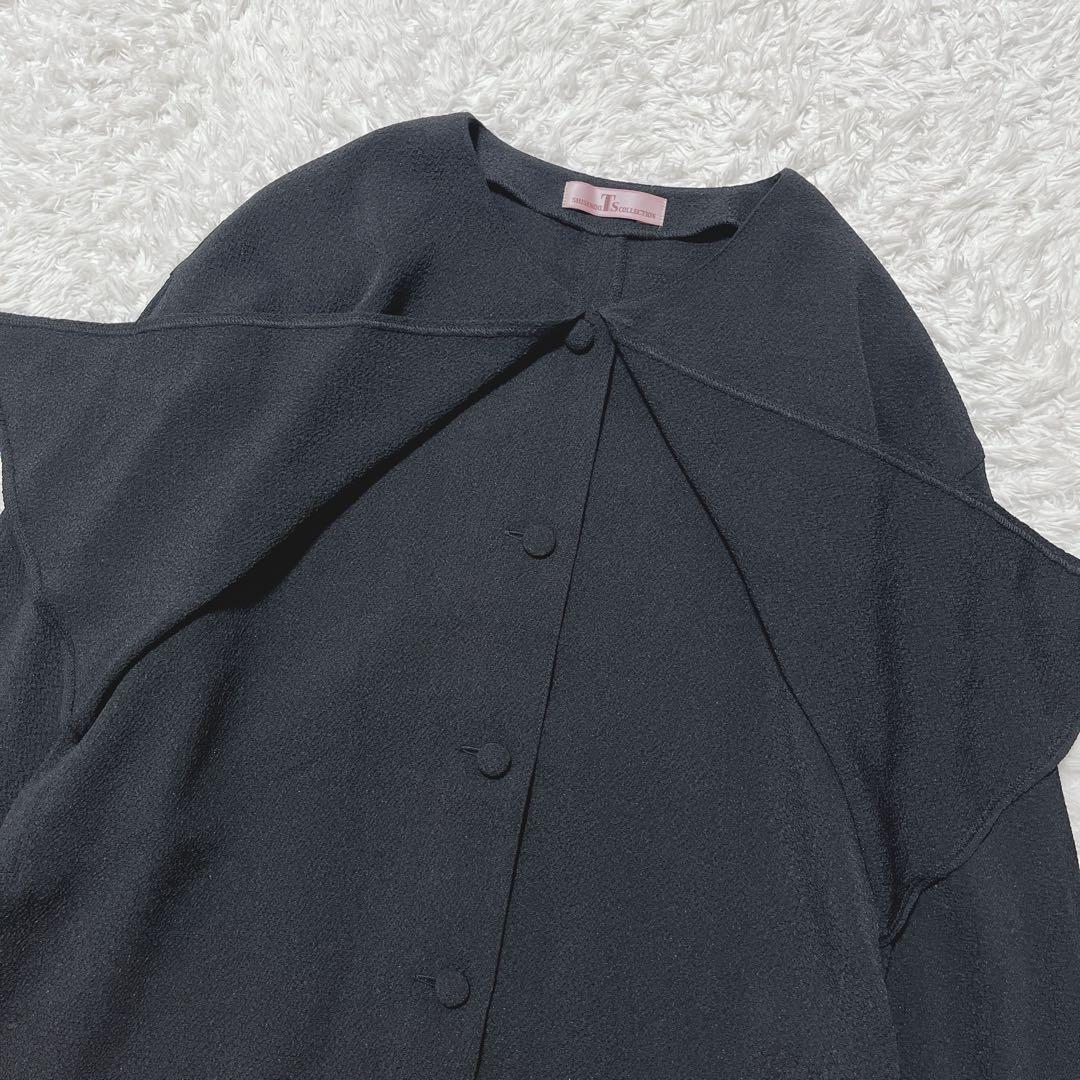 美品✨詩仙堂　トモコレクション　ロングコート スプリングコート　ちりめん　黒