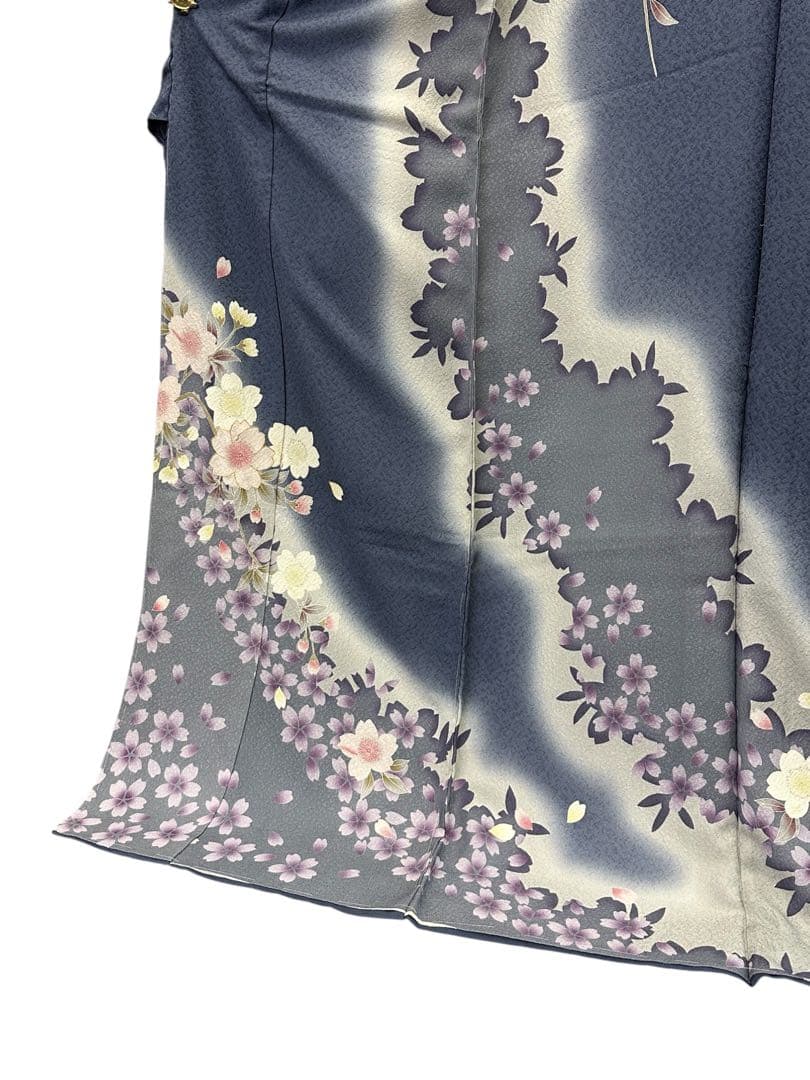 お*様 正絹 振袖 金駒 桜 花 未仕立て品 仮絵羽