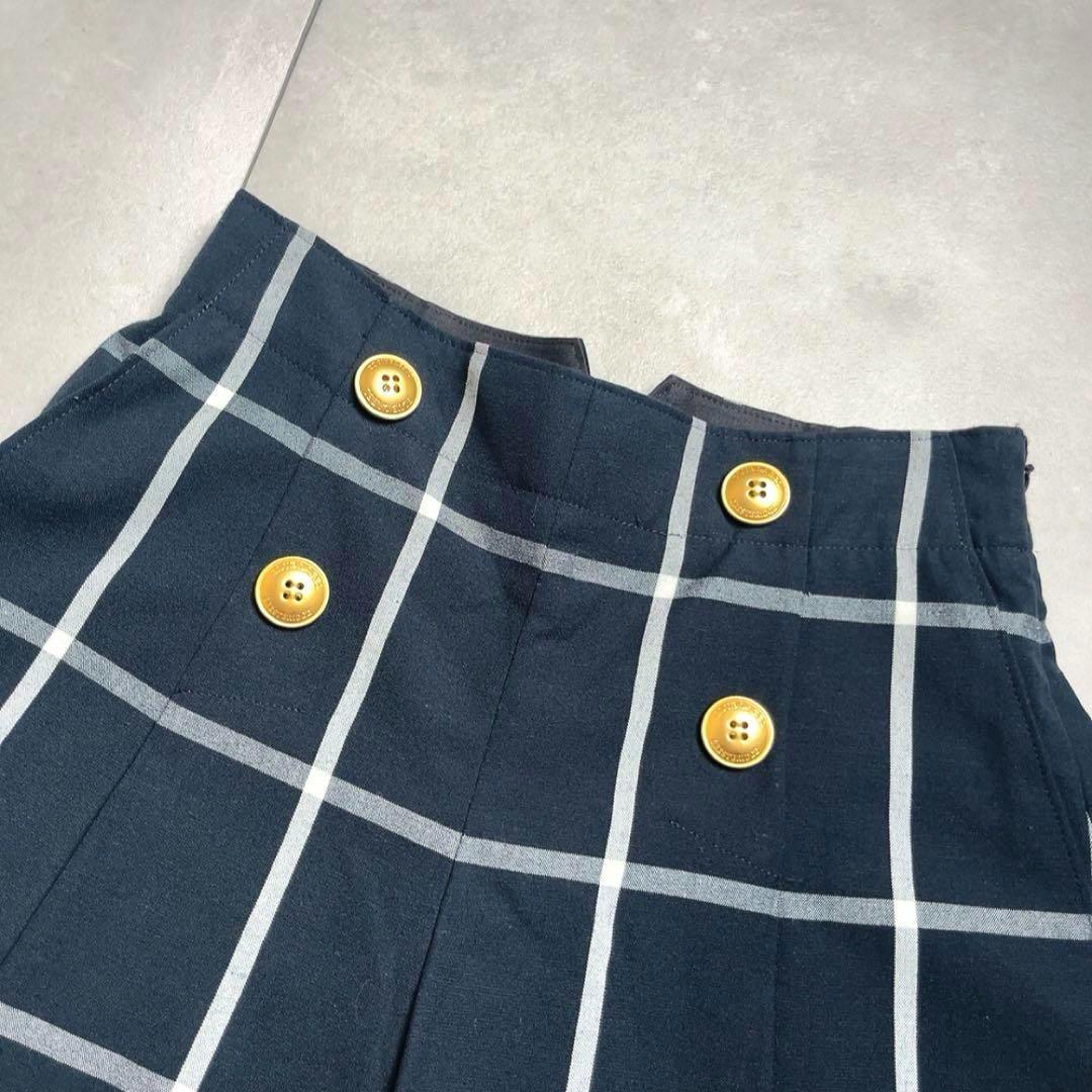 【極美品】ブルーレーベル クレストブリッジ キュロット チェック ロゴ金ボタン