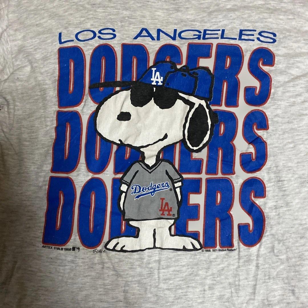 80's スヌーピーヴィンテージTシャツUSA製 Dodgers ドジャース