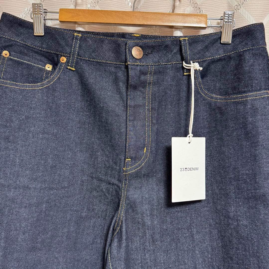【新品】23区DENIM ストレッチ ワイドパンツ48タグ付新品☆ネイビー系
