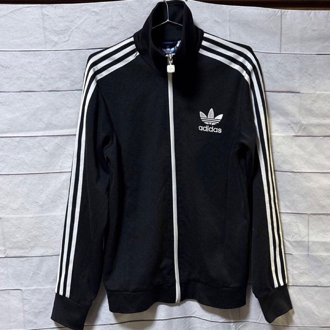adidas アディダス トラックジャケット 黒 白 95 M相当 ジャージ