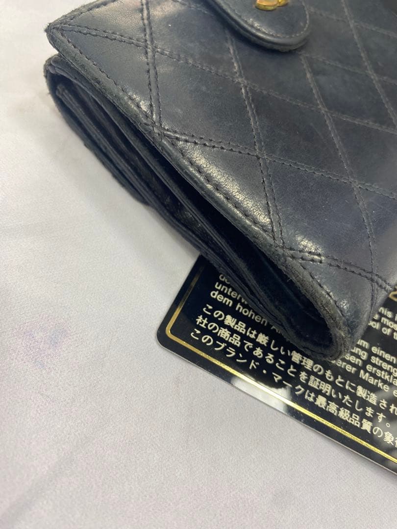 シャネル ビコローレ折財布 ブラックラムレザー ヴィンテージ