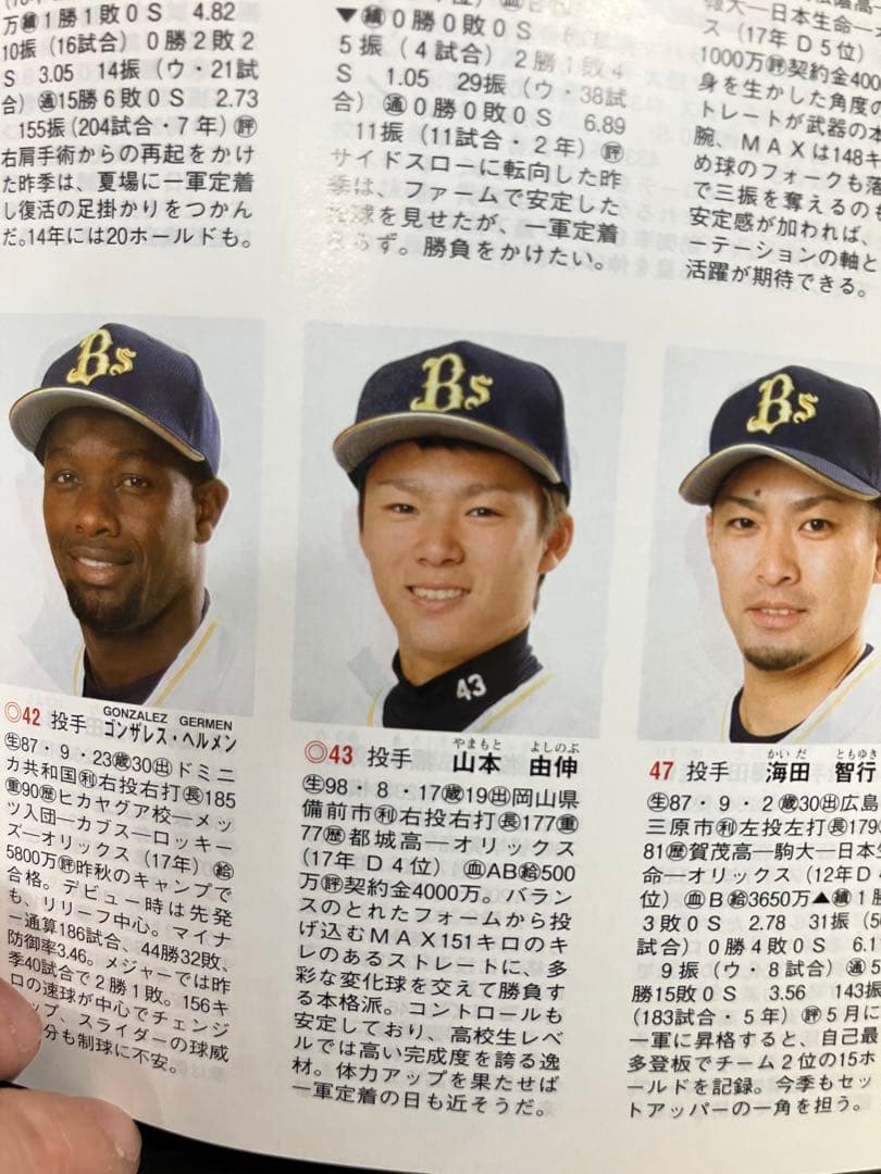 12球団全選手カラー名鑑 2017 山本由伸ルーキーイヤー