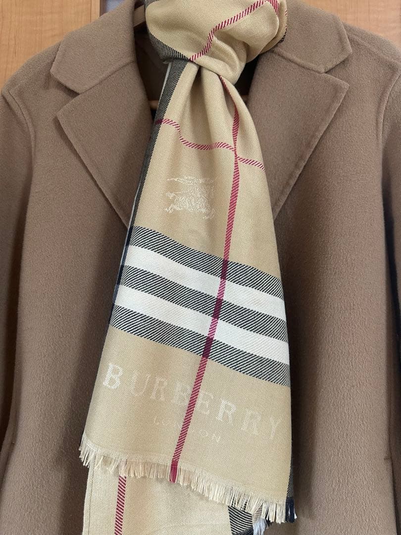 BURBERRY ベージュ チェック柄 ストール180cm×80cm