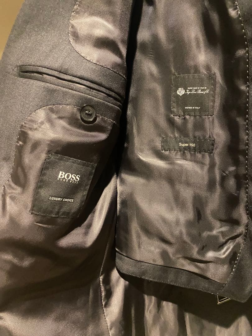 Hugo BOSS 最高級ロロ・ピアーナ Super150's ブラックスーツ