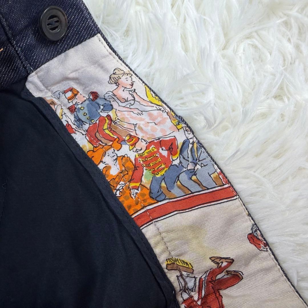 希少美品✨エルメス Cirque Molier デニムパンツ シルク リネン