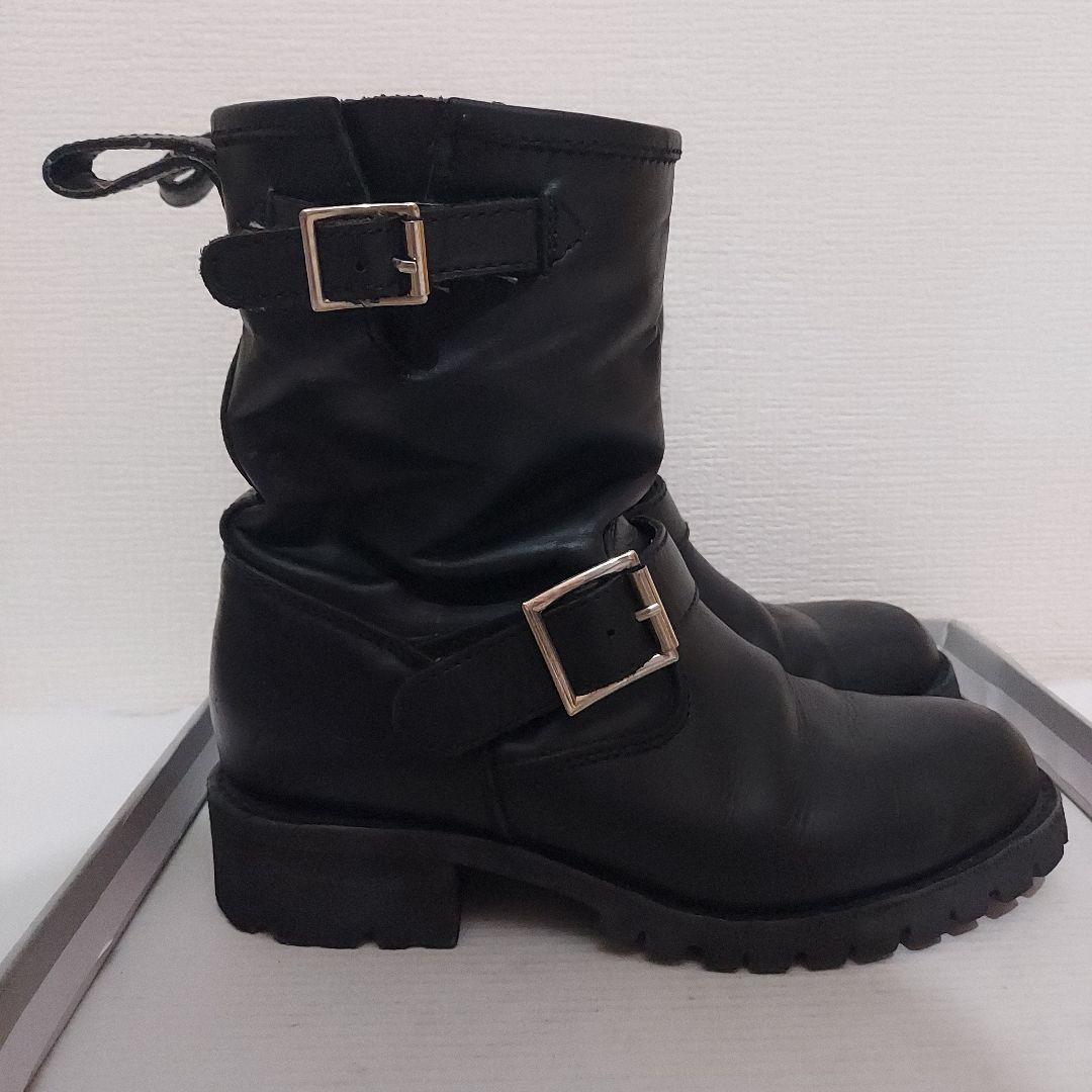ヨースケ 定番エンジニアブーツ黒 23.5cm 本革 レザー NANA パンク
