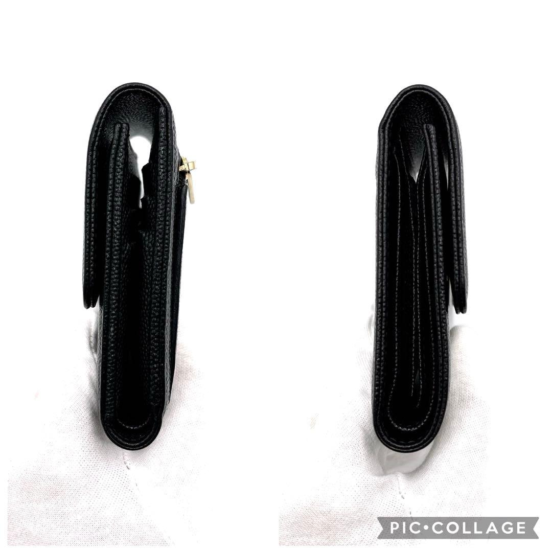 希少✨CHANEL シャネル ステッチ ココマーク キャビアスキン 三つ折り財布