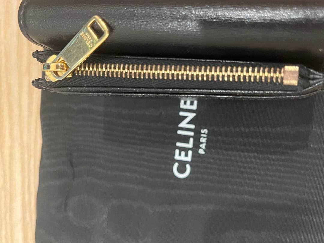 CELINE 三つ折り財布 黒 レザー
