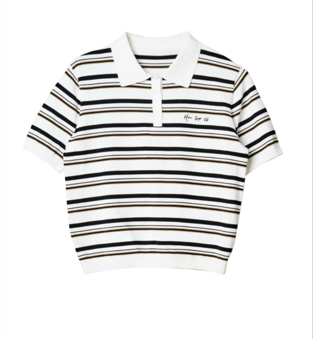 Her lip to　Multi Border Polo Top