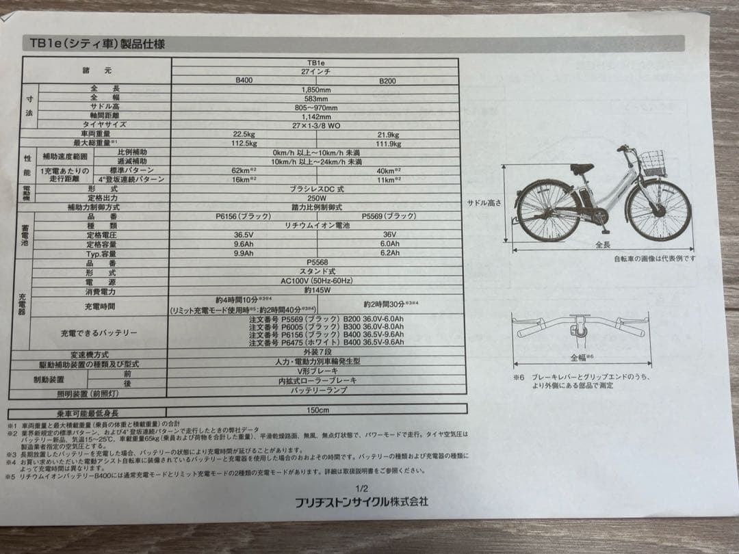 ブリヂストン（BRIDGESTONE）　TB1e 電動自転車　2024年購入