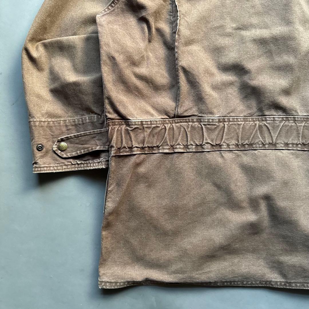 90s USA製 Woolrich 襟レザー ダック ハンティングジャケット 茶