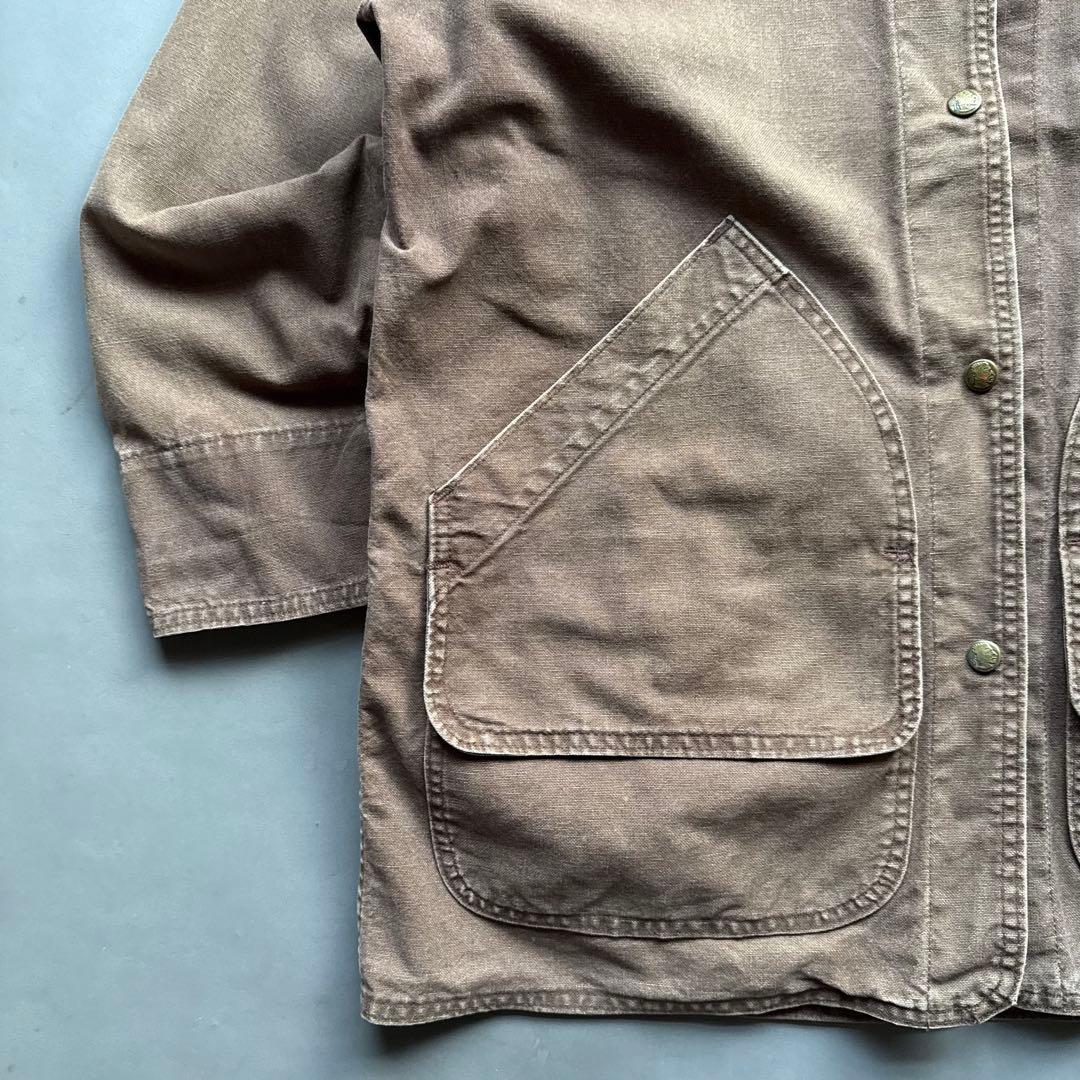 90s USA製 Woolrich 襟レザー ダック ハンティングジャケット 茶