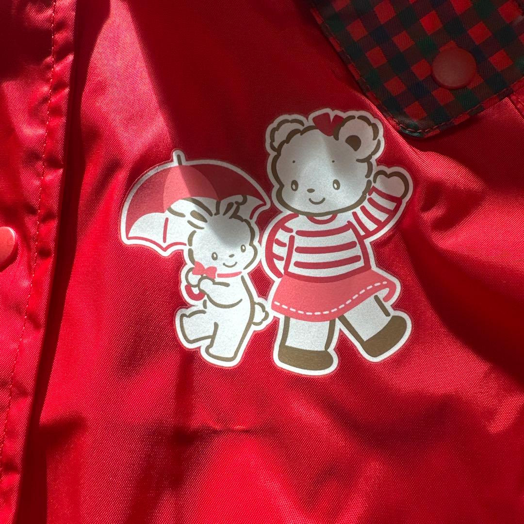 美品　familiar キッズ レインコート 赤 100cm 雨具 カッパ