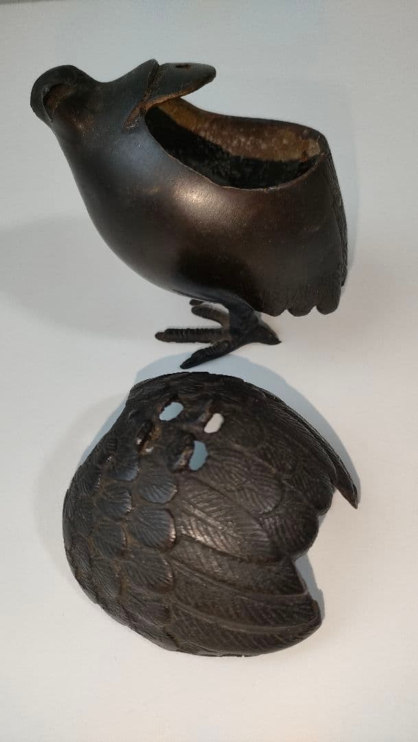鶉(うずら)香炉　青銅製　骨董品 アンティーク品