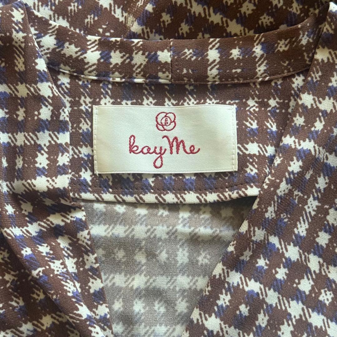 近年モデル✨kayme モカシェパードチェック カシュクールワンピース