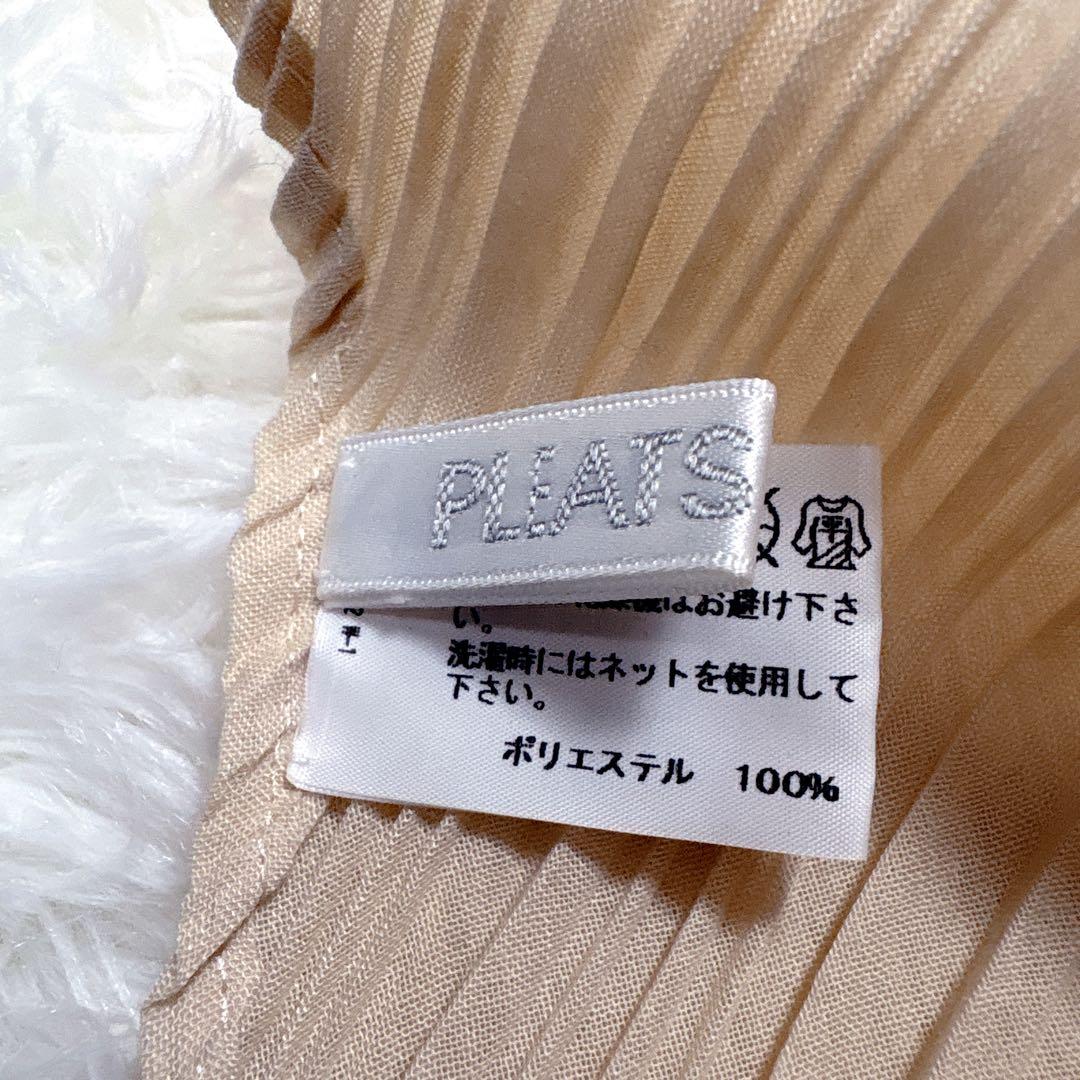 【美品】プリーツプリーズ ストール ショール ベージュ 大判 イッセイミヤケ