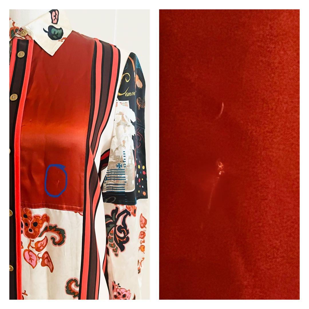 Tory Burch（トリーバーチ）の白、赤、黒の花柄ペイズリー柄シャツドレス