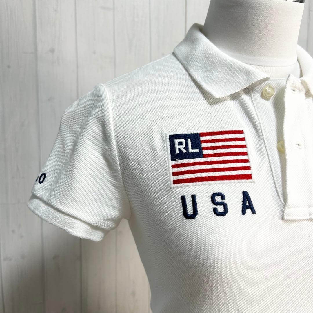 超希少 ポロラルフローレン ポロシャツ ビッグポニー 白 ネイビー USA
