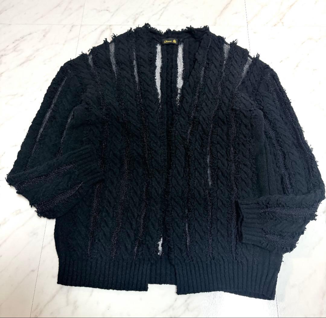 【美品✨️】ドゥロワー フリンジカーディガン ジャガード ケーブル 黒