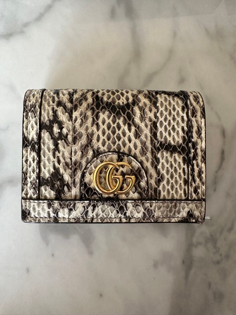 GUCCI グッチ　二つ折りミニ財布　ミニウォレット　パイソン