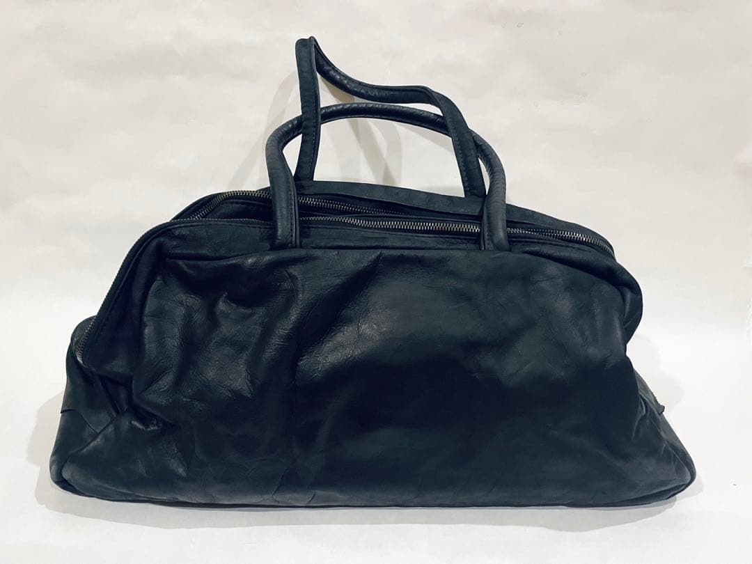 Jas M.B.黒いレザーボストンバッグ