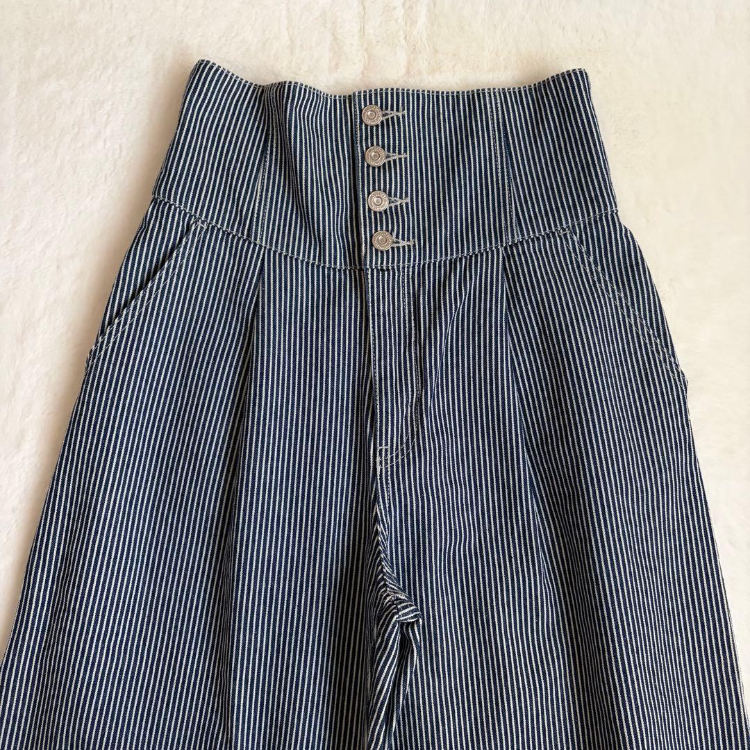 MOUSSY CORSET DESIGN BAGGY ブルー系ストライプ