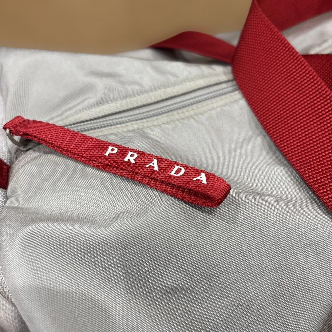 PRADA プラダスポーツ ボストンバッグ 大容量 グレー レッド