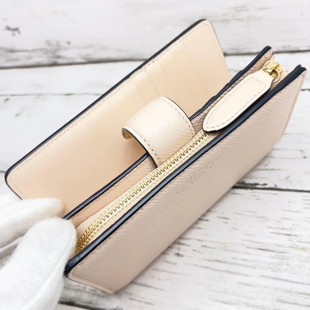SMYTHSON スマイソン 2つ折り財布 ベージュ レザー