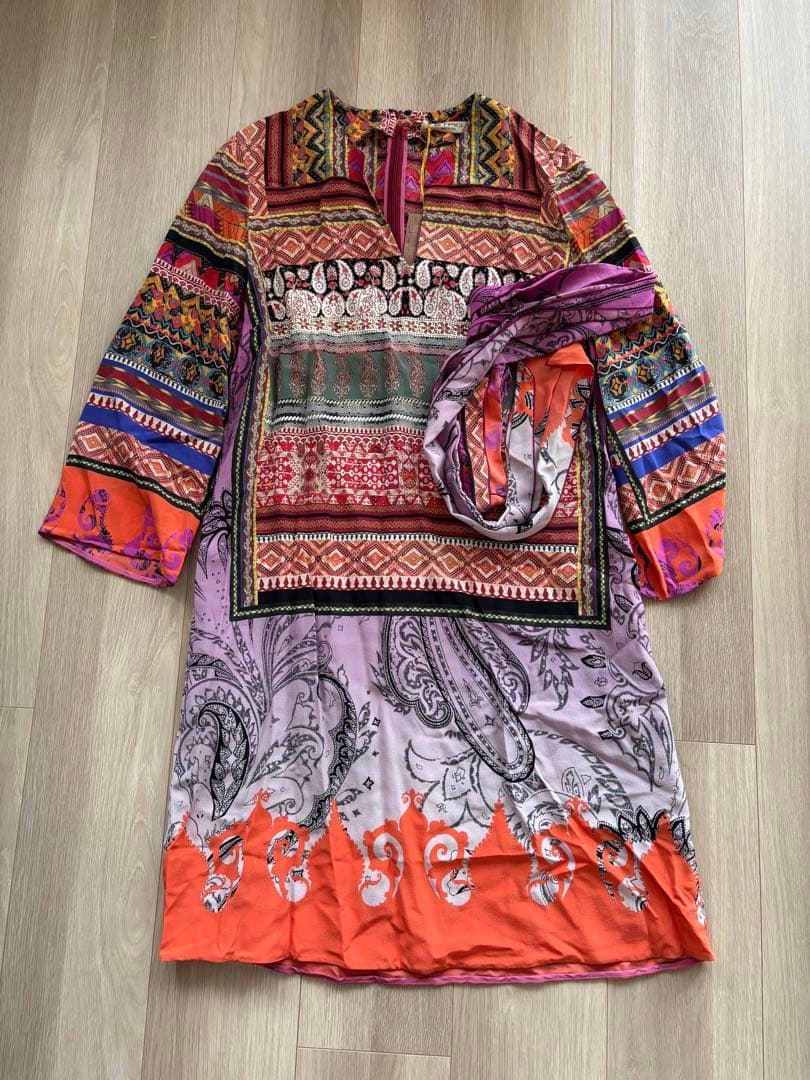 【極美品】ETRO/エトロ ペイズリー柄　シルク　ドレス 42 Mサイズ