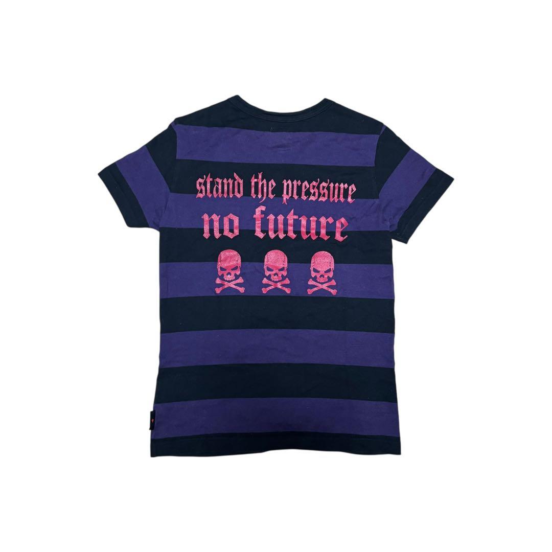 トップス no future skull striped tee shirt
