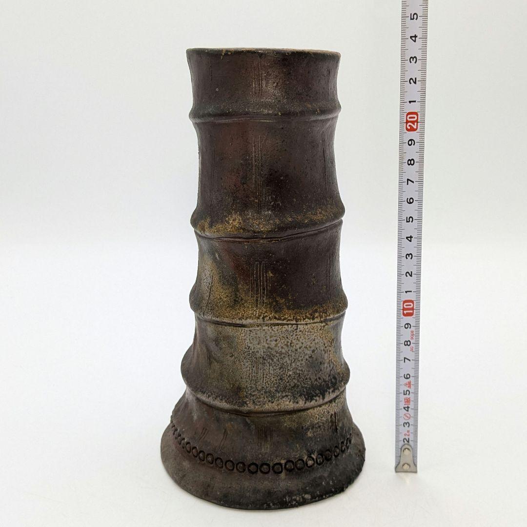 鈴木常喜 備前焼 竹節花入 花瓶 花器 フラワーベース 華道具 茶道具 置物