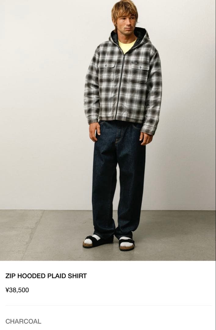 ジャケット・アウター stussy ZIP HOODED PLAID SHIRT