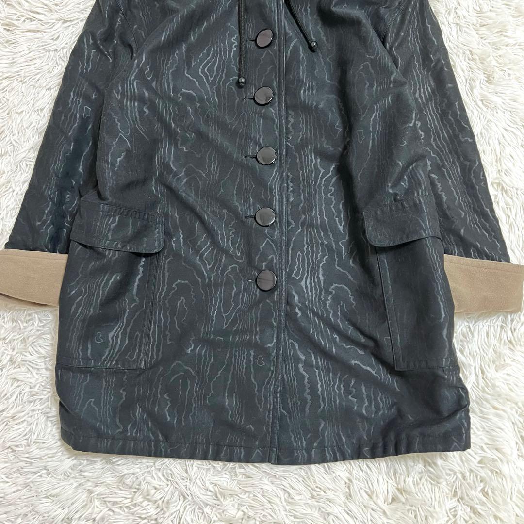 Christian Dior ロングコート フード 総柄 カシミヤ ボタン 黒