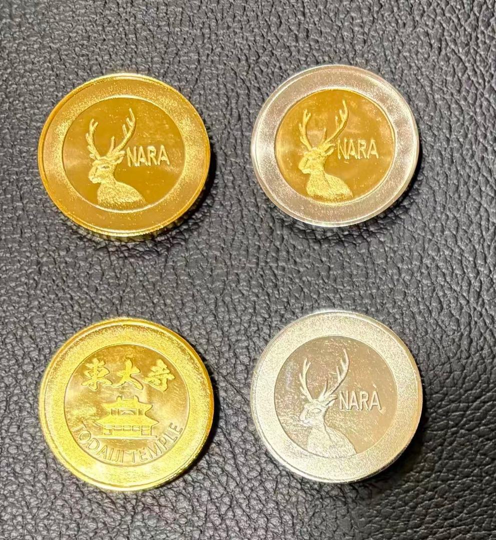 奈良 東大寺 大仏殿 記念メダル 専用キーホルダーケース付 4個セット 日本製