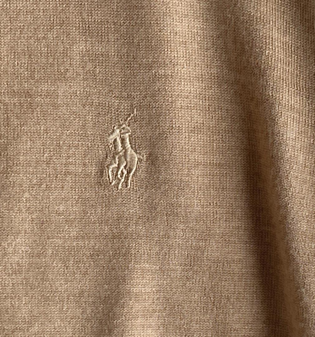 ラルフローレン ポニー刺繍 ラムウール100% クルーネックニットカーディガン