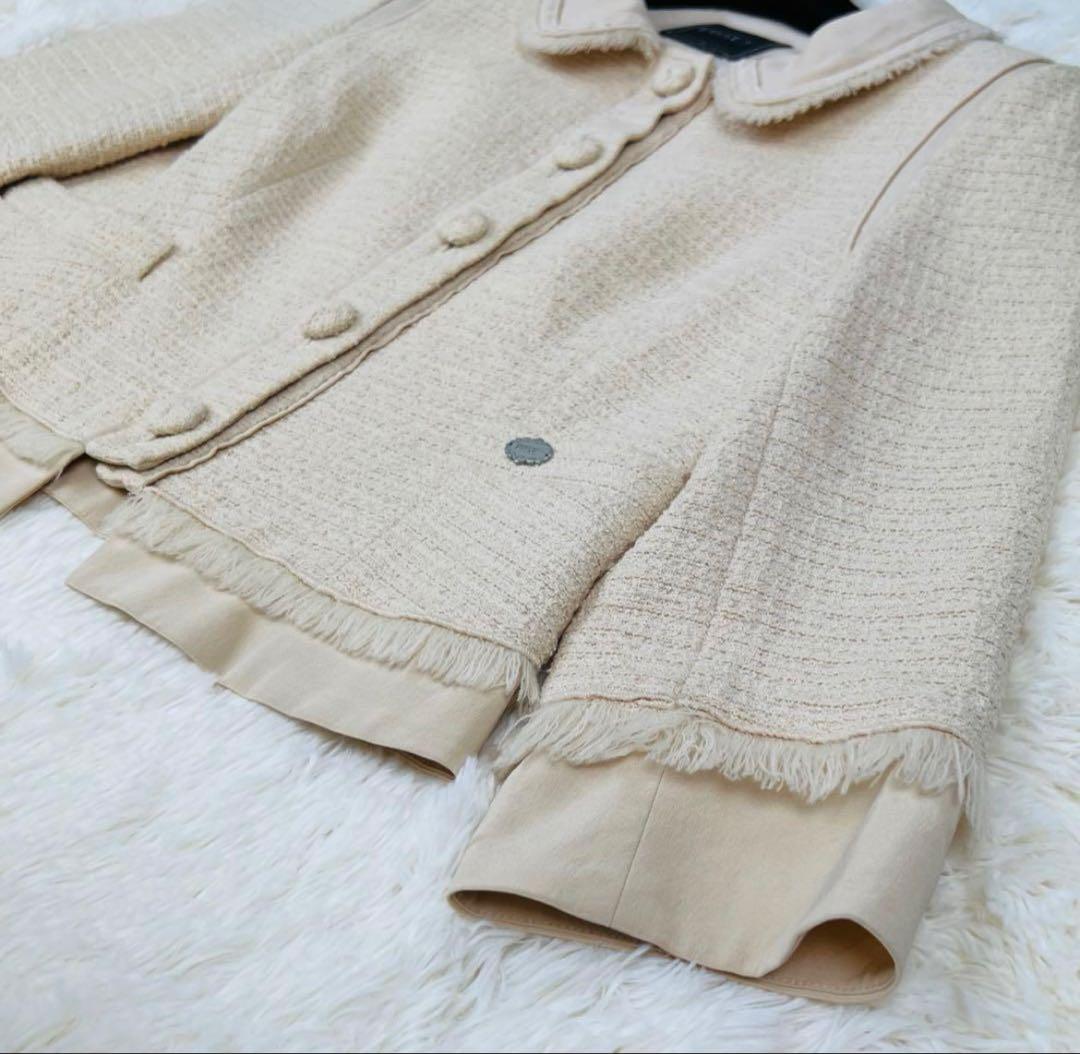 美品　FOXEY ベージュ ツイード カーディガン