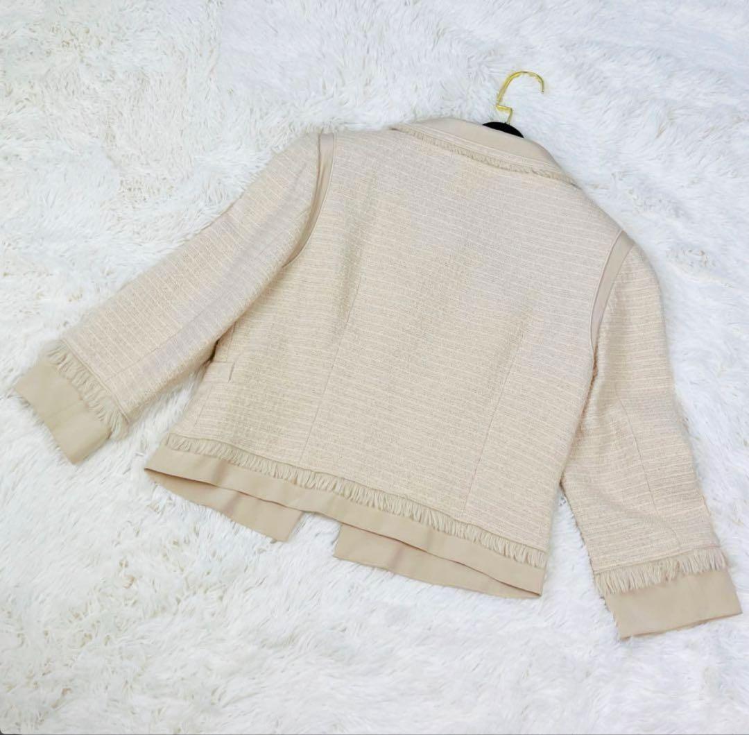 美品　FOXEY ベージュ ツイード カーディガン