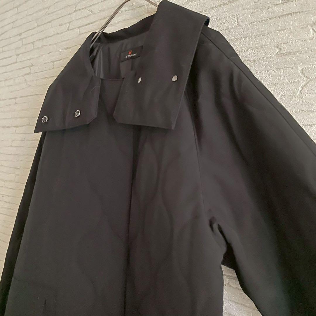 【レキップ】キルティングコート 38 ブラック 綿 ロング 無地 綺麗め