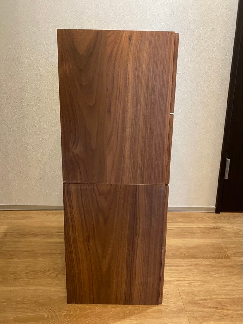 【送料込】無印良品 スタッキングチェスト ウォールナット突板/引き出し4個・２段