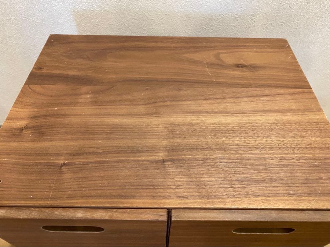 【送料込】無印良品 スタッキングチェスト ウォールナット突板/引き出し4個・２段