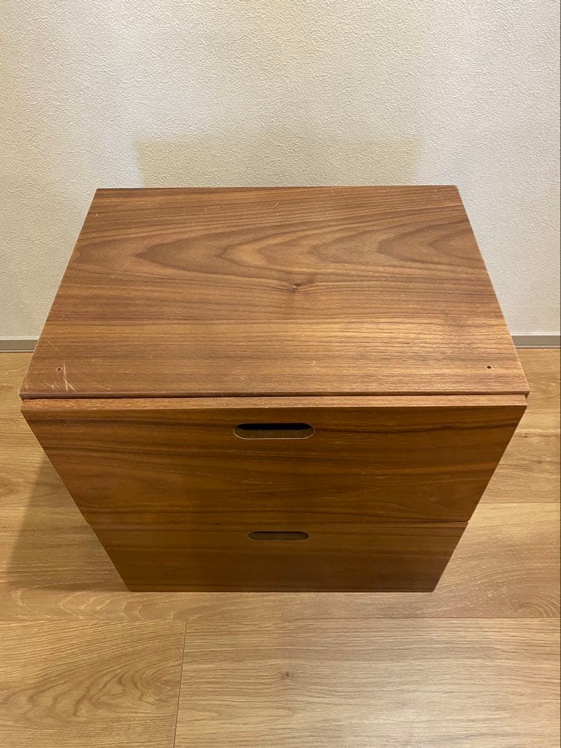 【送料込】無印良品 スタッキングチェスト ウォールナット突板/引き出し4個・２段