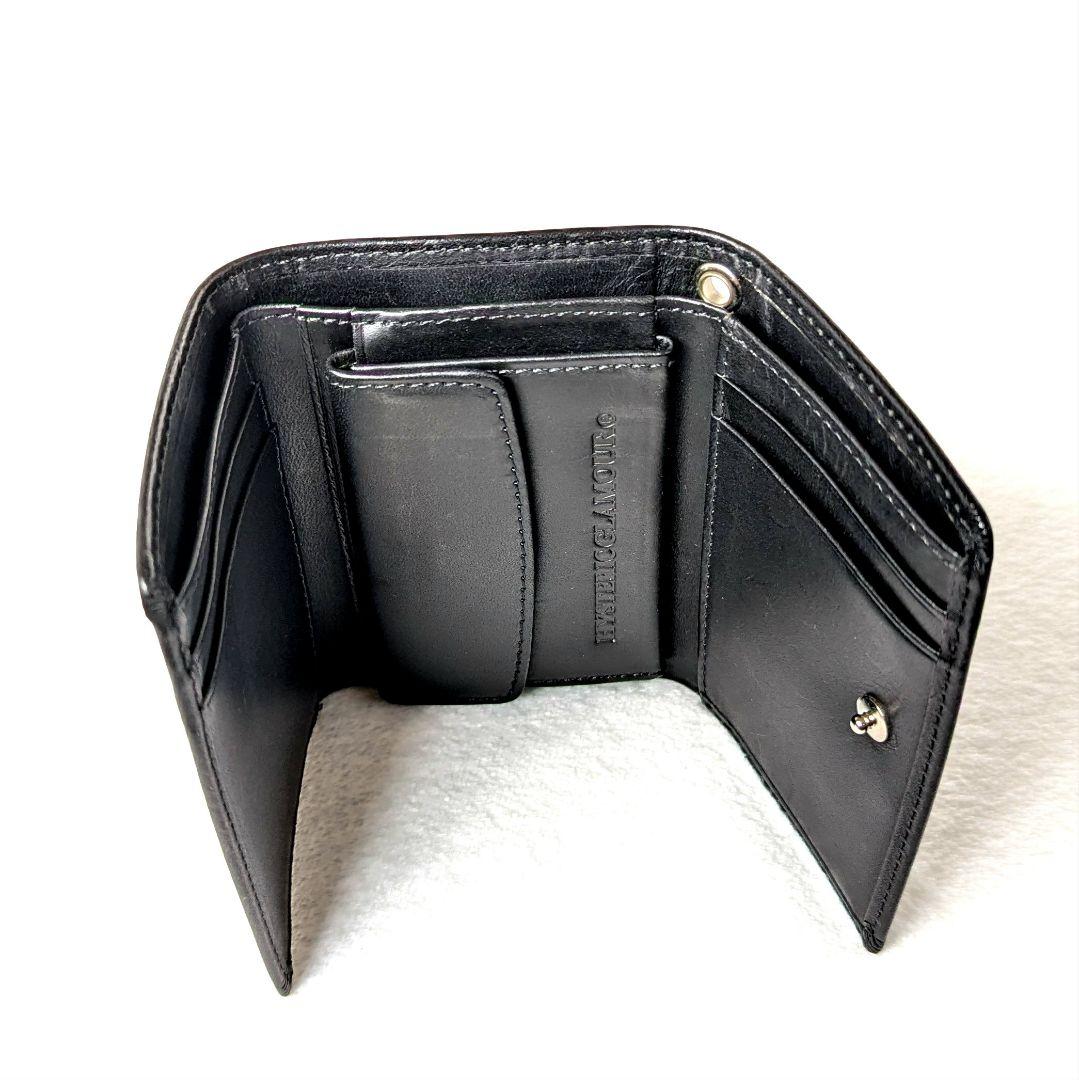 完売品 ヒステリックグラマー 三つ折り財布 スタッズ レザー 黒 ウォレット